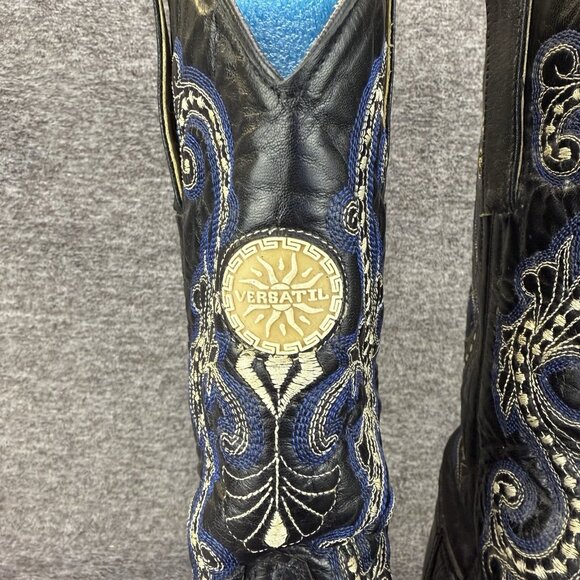 ✅Verthali Exotic Western Boots 🖤Black Ostrich Leather Cowboy Boots Mens Size 10 - Picture 10 of 13